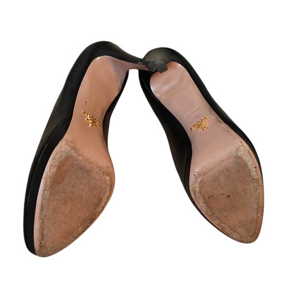 PRADA Almond Toe Pumps in Saffiano Leather Black Size 39 - Picture 6 of 13